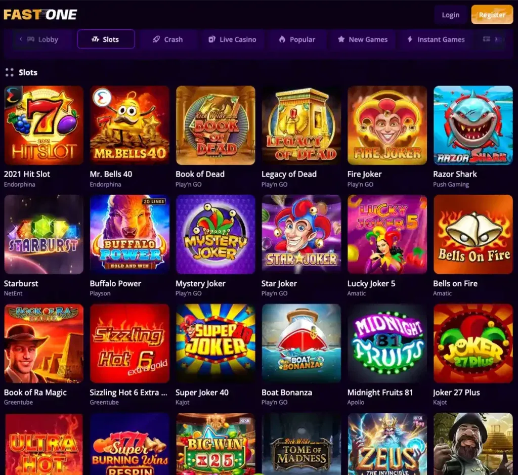 Katalog internetowych automatów do gier hazardowych oraz slotów w lobby F1 Casino